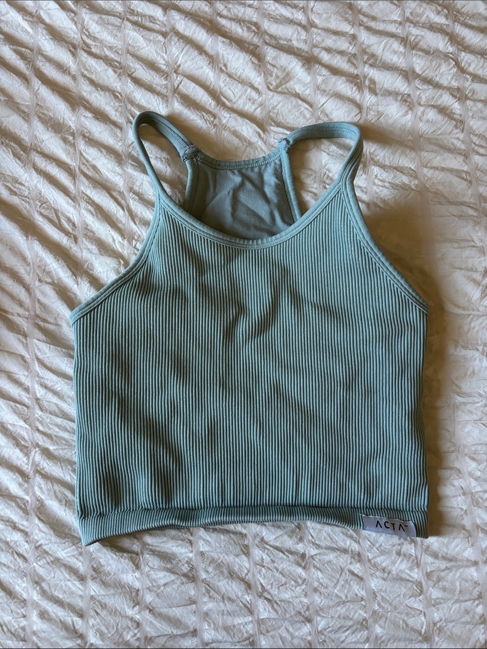 ACTA Sage Ribbed Crop Tank Top